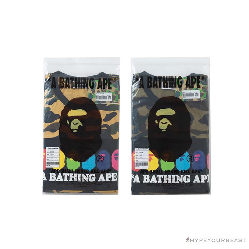 BAPE KIDS Color Ape Head Camouflage Tee Shirt 'YELLOW'