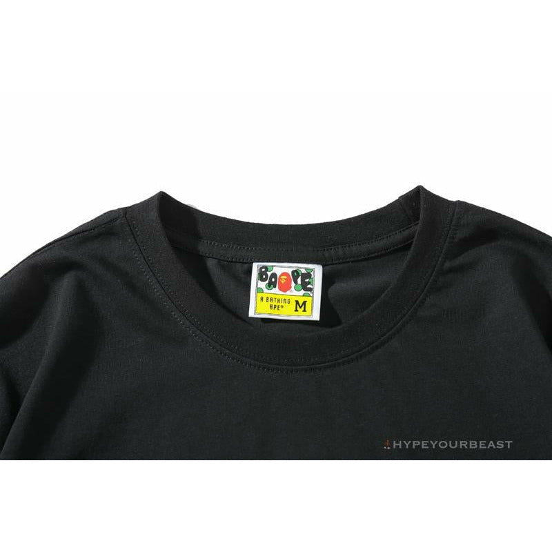 BAPE Messy Letters Upside Down Little Ape Head Tee Shirt 'BLACK'