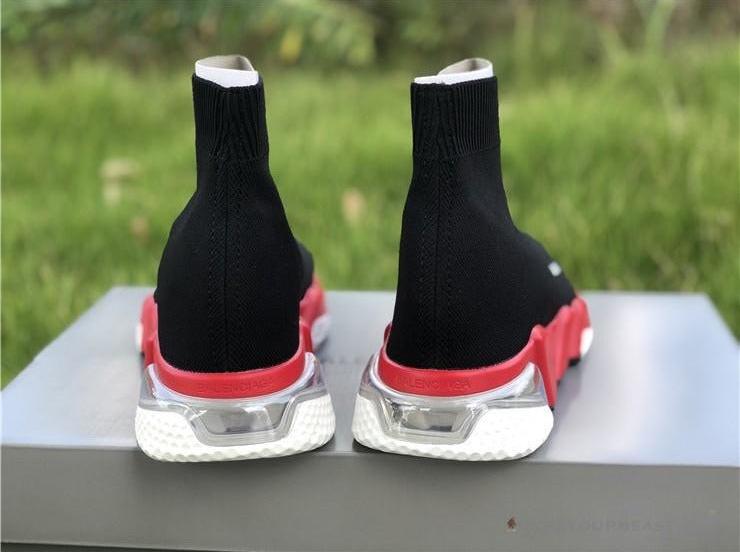 BCG Sock Sneakers Clear Sole Black / Red