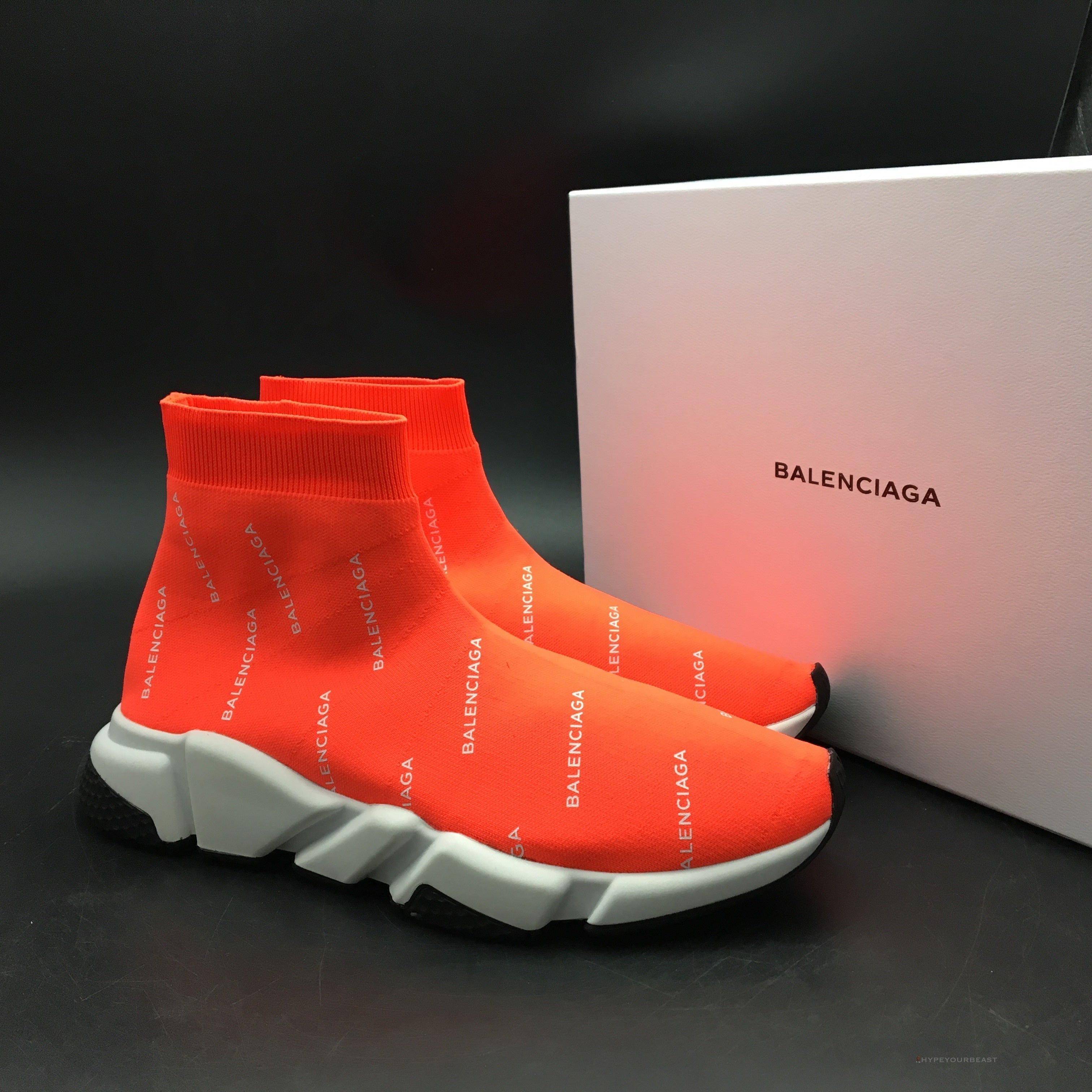 BCG Sock Sneakers Logo Print Red / White