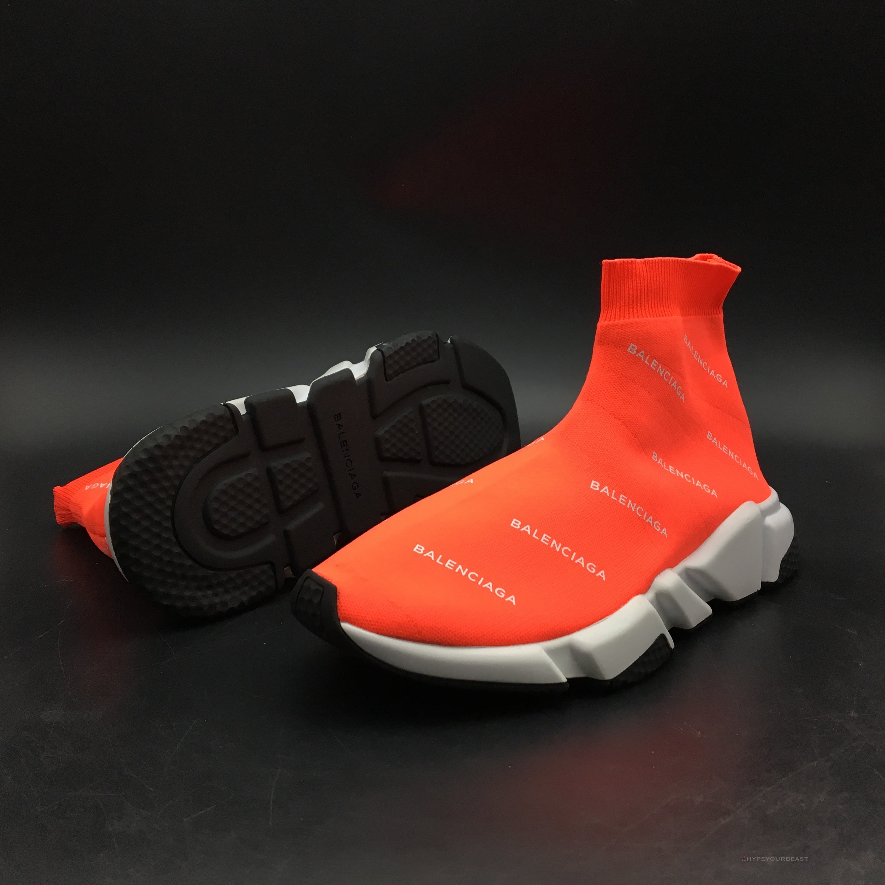 BCG Sock Sneakers Logo Print Red / White