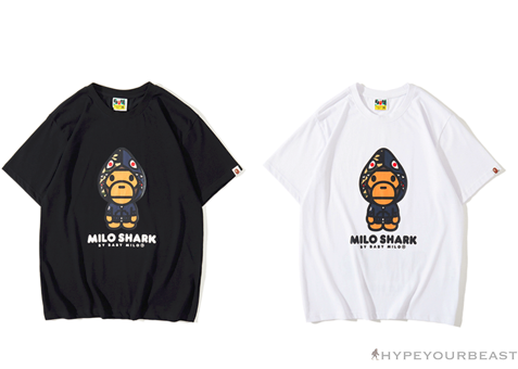BAPE Baby Milo Blue Shark Hat Little Monkey Tee Shirt 'WHITE'