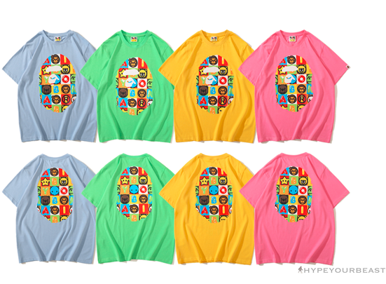 BAPE Baby Milo Color Square Ape Head Tee Shirt 'YELLOW'