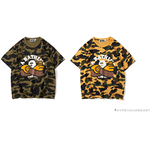 BAPE KIDS Elbow Hug Gorilla Camouflage Tee Shirt 'YELLOW'