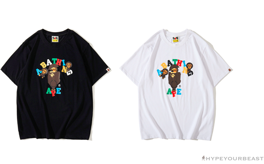 BAPE Baby Milo Color Letter Monkey Tee Shirt 'WHITE'