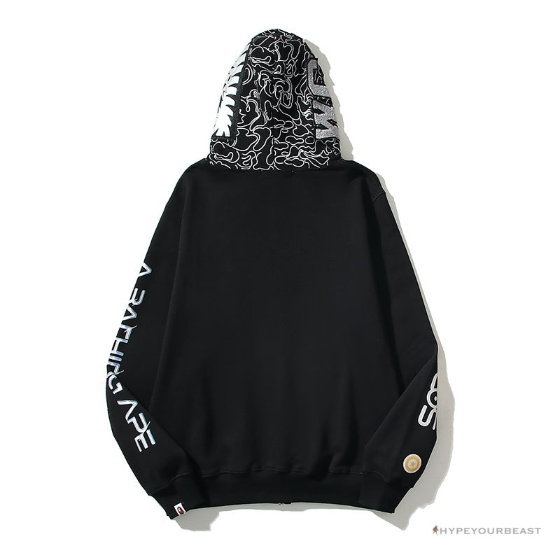 Bape Sta Shark Full Zip Up Hoodie Black