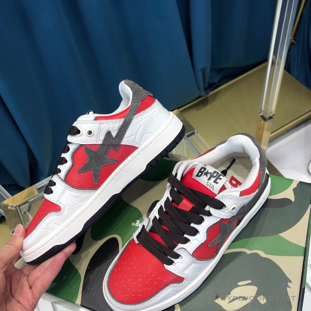 Bape Sta Low Top Sneakers Red Brown