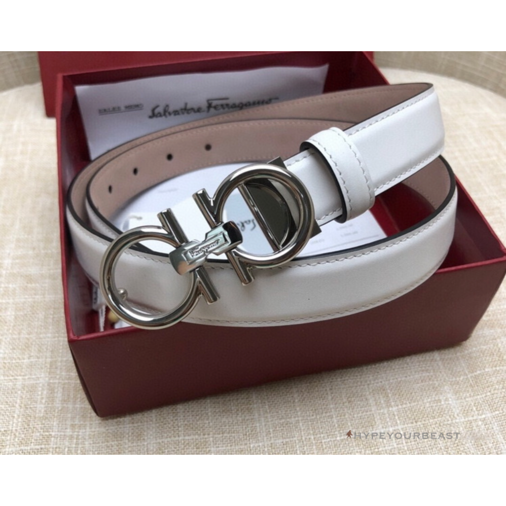 SFG Men's Double G Leather White Belt