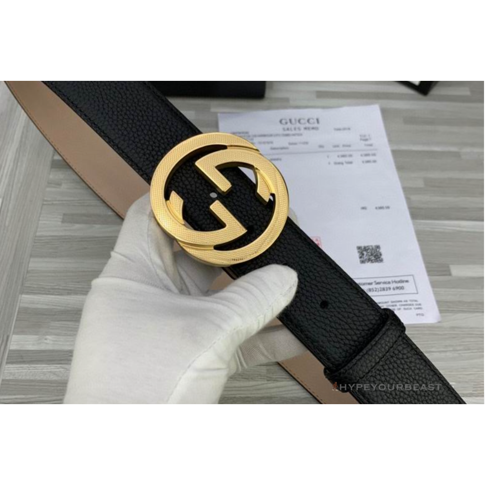 GG Men's Black Belt Gold Buckle