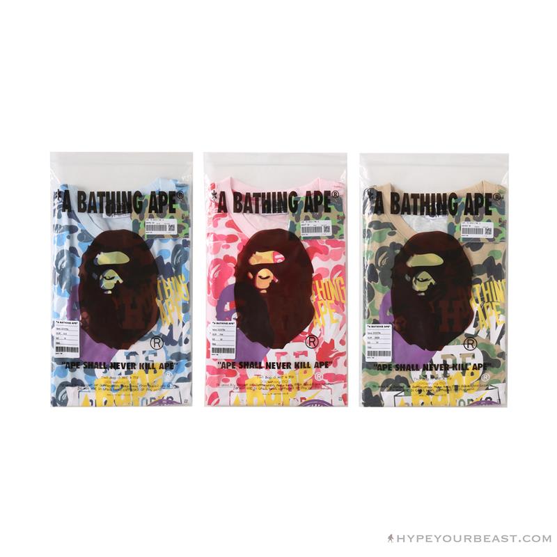 BAPE Ape Head Star Camouflage Shading Tee Shirt 'PINK'