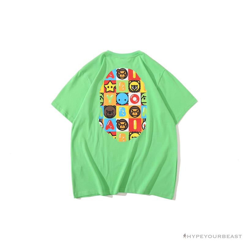 BAPE Baby Milo Color Square Ape Head Tee Shirt 'GREEN'
