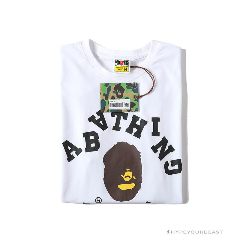 BAPE Messy Letters Upside Down Little Ape Head Tee Shirt 'WHITE'
