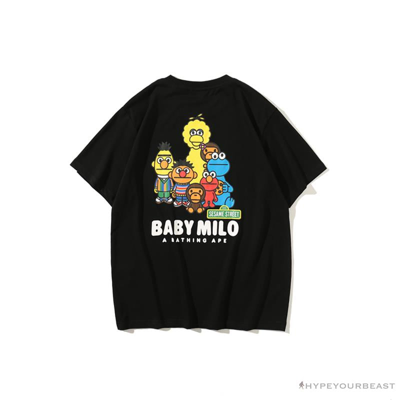 BAPE Baby Milo Sesame Street Plain Tee Shirt 'BLACK'