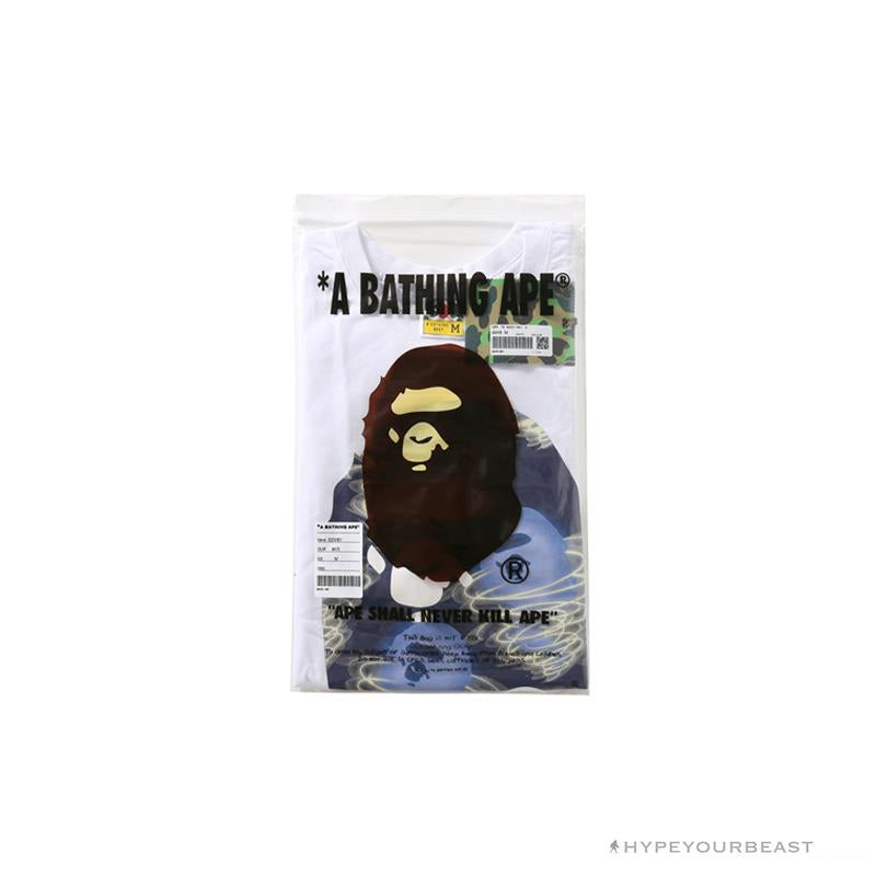 BAPE Blue Ape Head Green Storm Tee Shirt 'WHITE'