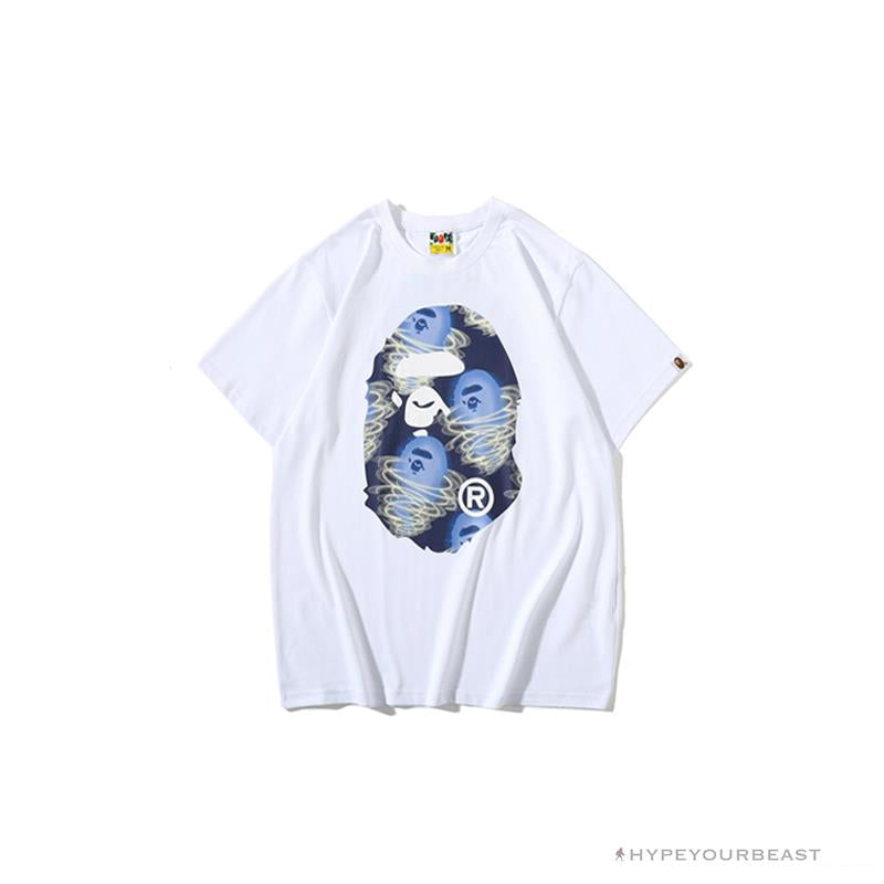 BAPE Blue Ape Head Green Storm Tee Shirt 'WHITE'