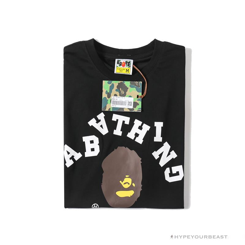 BAPE Messy Letters Upside Down Little Ape Head Tee Shirt 'BLACK'