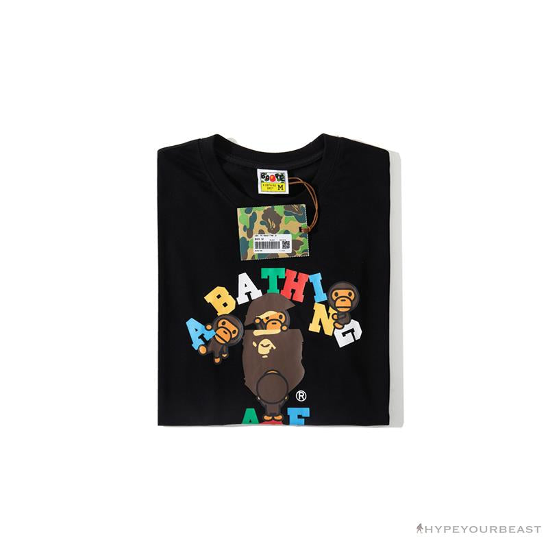 BAPE Baby Milo Color Letter Monkey Tee Shirt 'BLACK'
