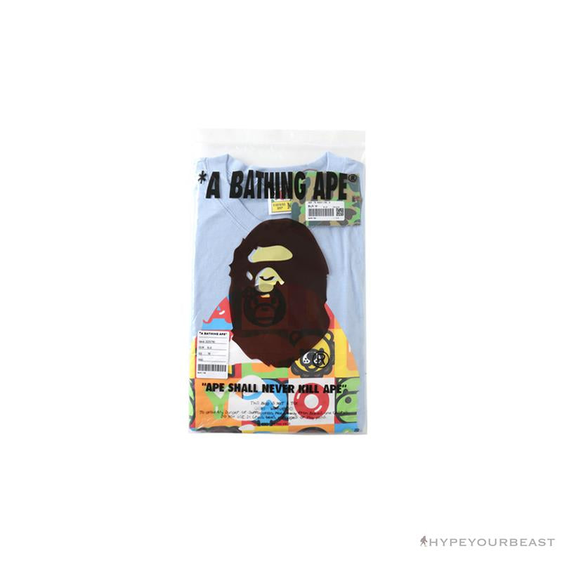 BAPE Baby Milo Color Square Ape Head Tee Shirt 'BLUE'