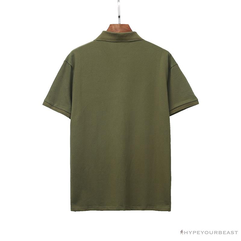 BAPE Classic Ape Head Print Versatile Polo Shirt 'ARMY GREEN'