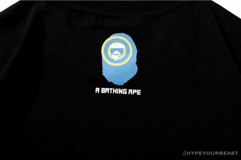 BAPE Ape Head Blue X Yellow Contrast Letter Tee Shirt
