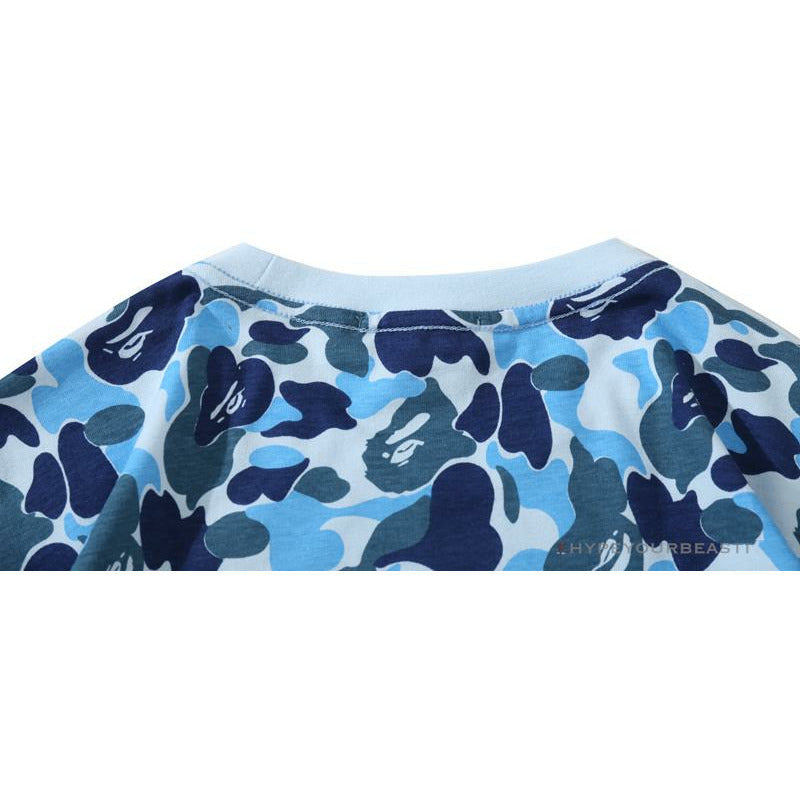 BAPE Ape Head Star Camouflage Shading Tee Shirt 'BLUE'