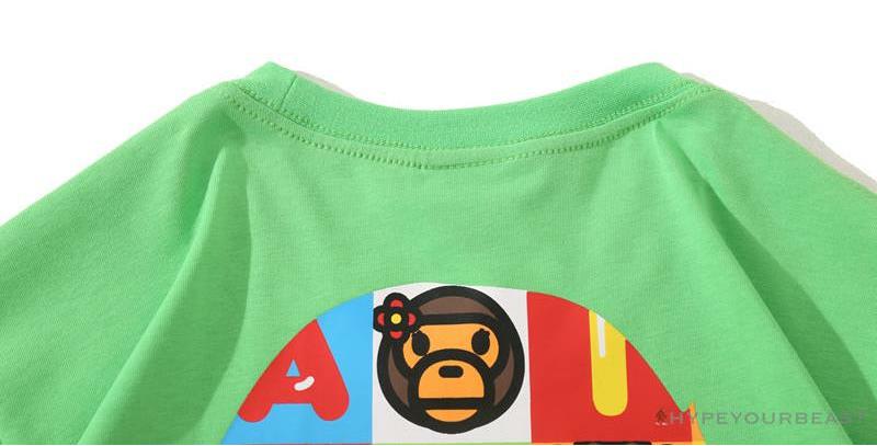 BAPE Baby Milo Color Square Ape Head Tee Shirt 'GREEN'