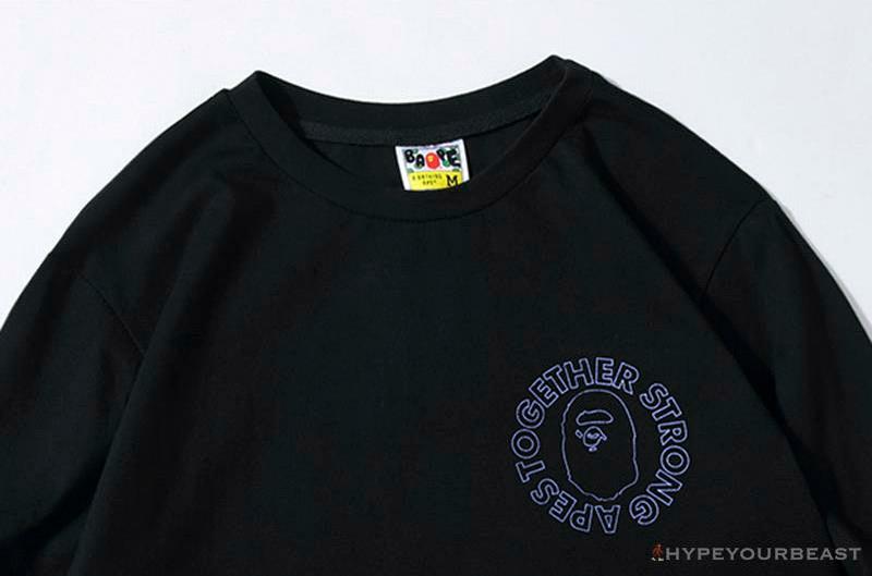 BAPE APES TOGETHER English Alphabet Ape Head Long Sleeve Shirt 'BLACK'