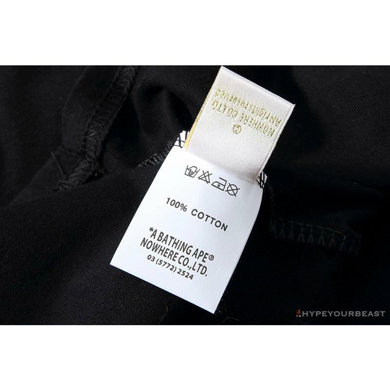BAPE Classic Basic Ape Man Head English LOGO Tee Shirt 'BLACK'