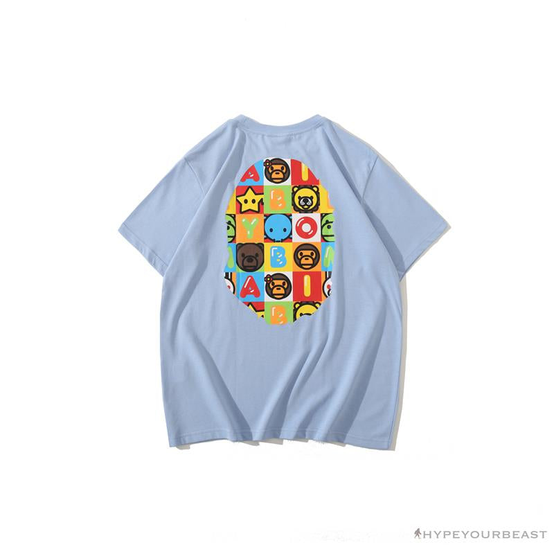 BAPE Baby Milo Color Square Ape Head Tee Shirt 'BLUE'