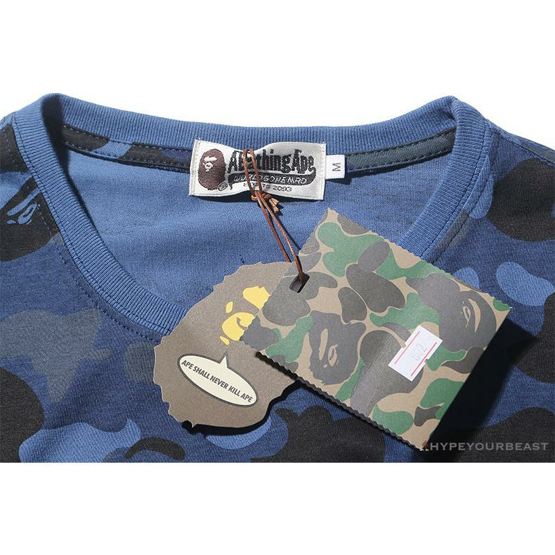 BAPE Camouflage Shark Head Classic Cotton Short Sleeve Tee Shirt 'BLUE'