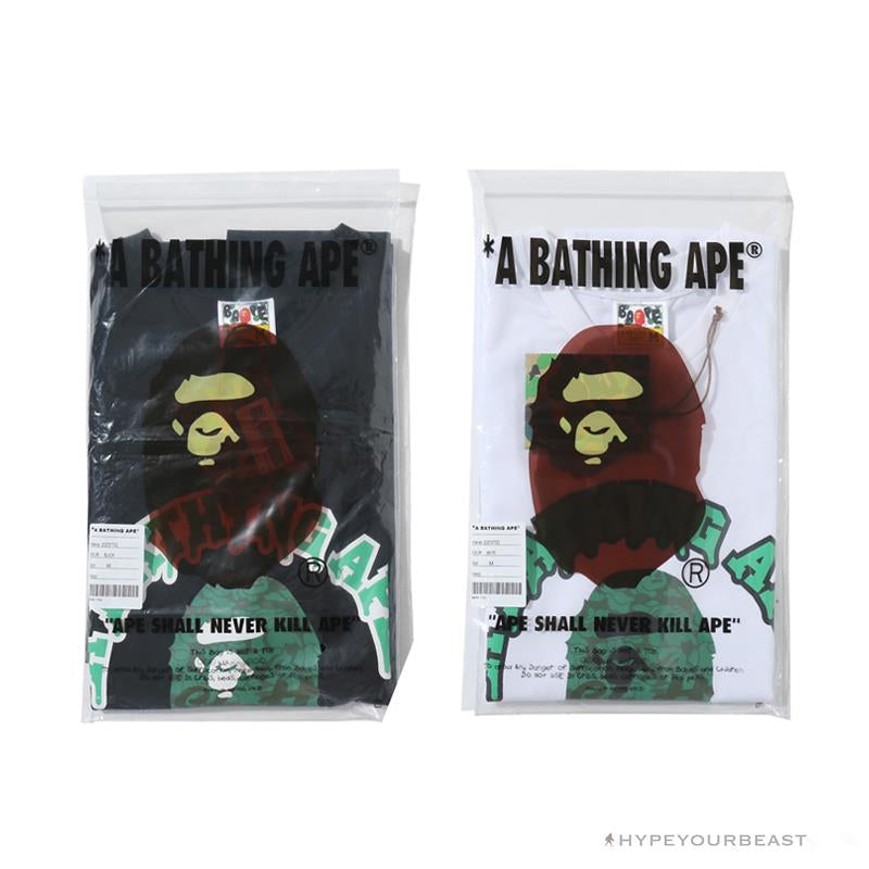 BAPE Paint Splash Green Camouflage Tee Shirt 'BLACK'