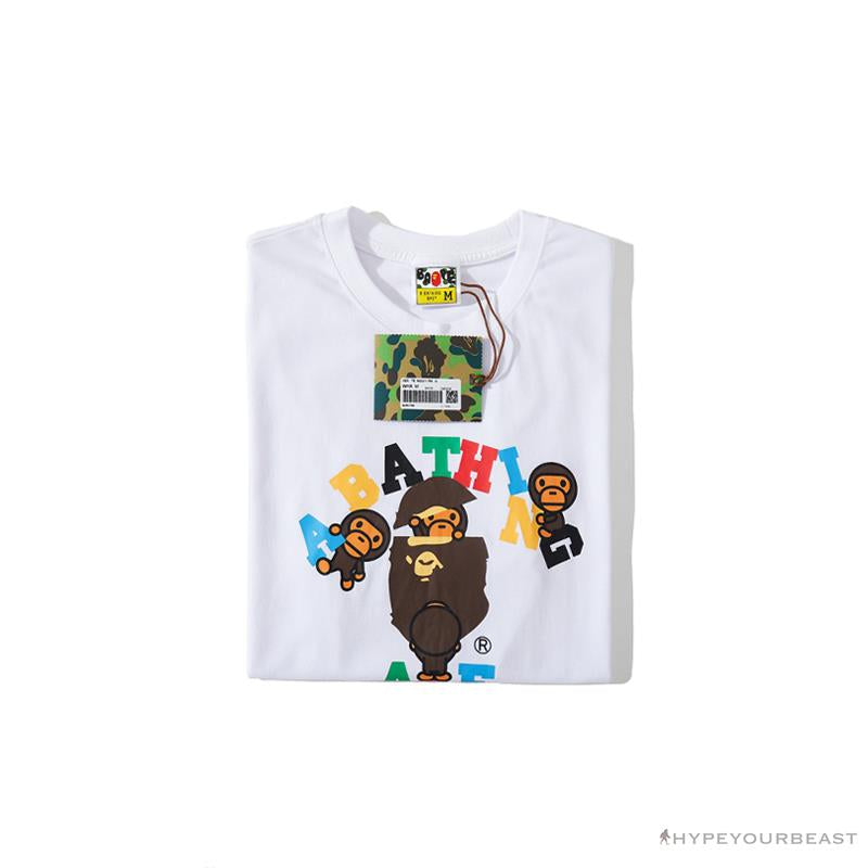 BAPE Baby Milo Color Letter Monkey Tee Shirt 'WHITE'