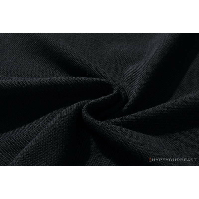 BAPE Solid Color Versatile Embroidered Ape Head Small Badge Polo Shirt 'BLACK'