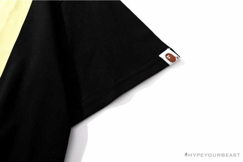 BAPE Ape Head Blue X Yellow Contrast Letter Tee Shirt