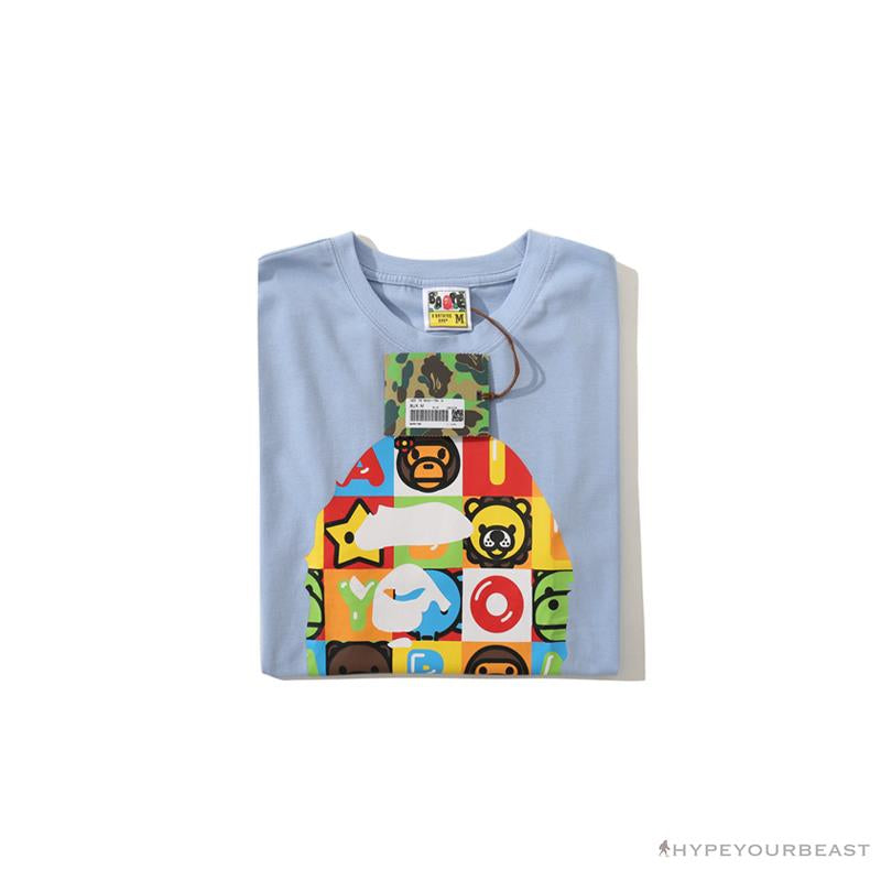 BAPE Baby Milo Color Square Ape Head Tee Shirt 'BLUE'