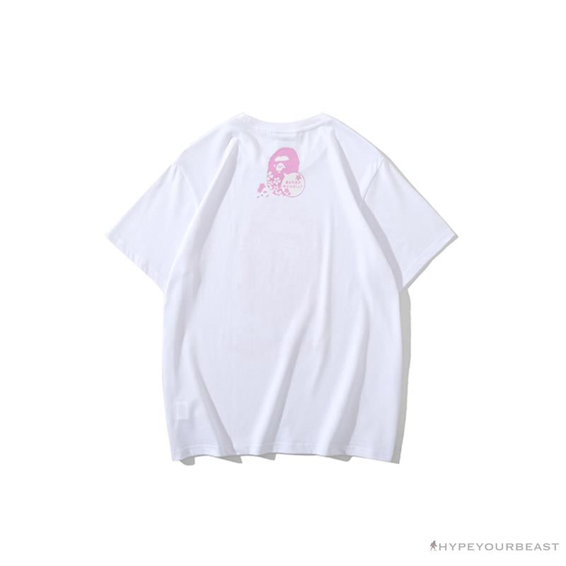 BAPE Japan Limited Edition Pink Cherry Tree Tee Shirt 'WHITE'