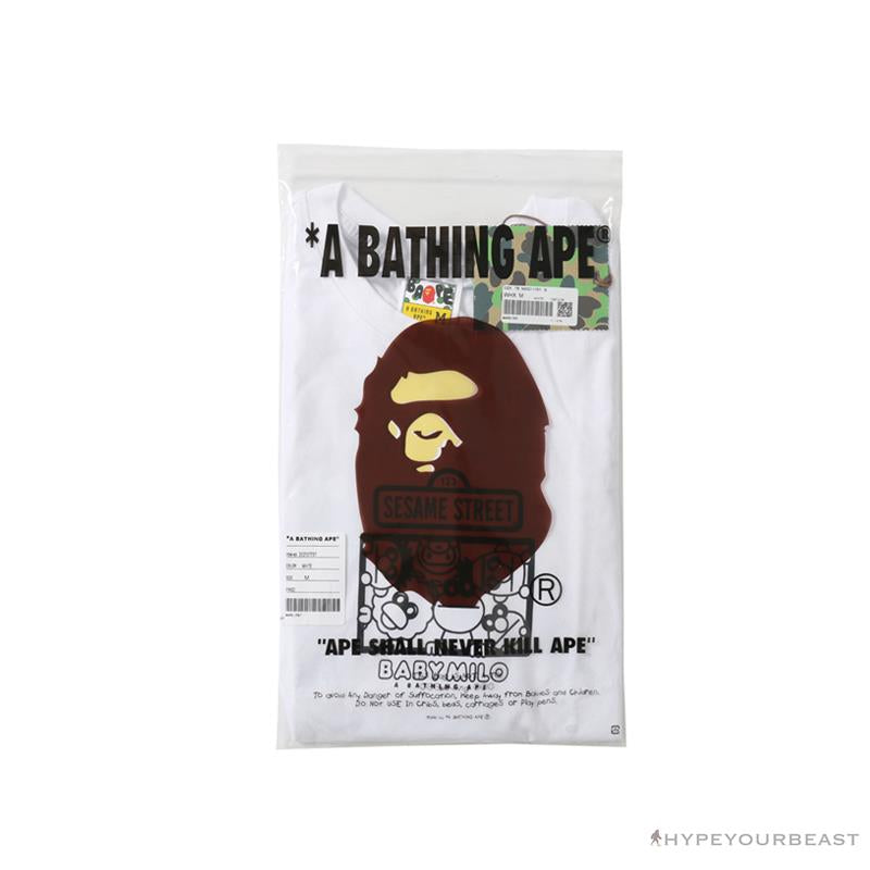 BAPE Baby Milo Sesame Street Plain Tee Shirt 'WHITE'