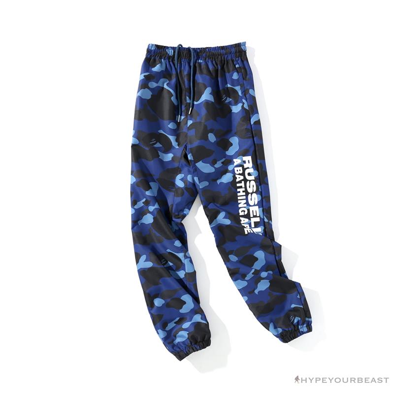 BAPE x RUSSELL ATHLETIC Drawstring Camouflage Pants 'BLUE'