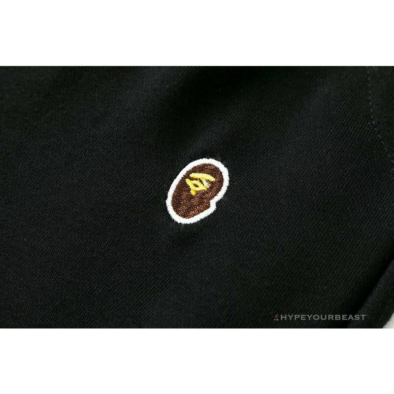 BAPE Classic Ape Head Embroidered Standard Cotton Terry Pants 'BLACK'