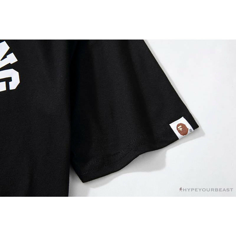 BAPE Classic Basic Ape Man Head English LOGO Tee Shirt 'BLACK'