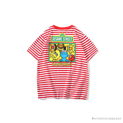 BAPE Baby Milo Sesame Street Striped Tee Shirt 'RED'