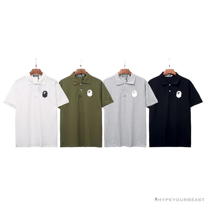 BAPE Classic Ape Head Print Versatile Polo Shirt 'ARMY GREEN'