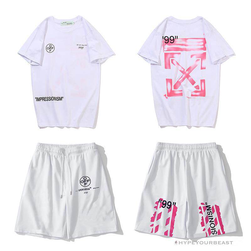 OFF-WHITE 99 x Pink Arrow Shorts 'WHITE'