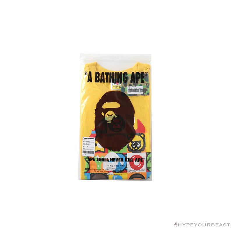 BAPE Baby Milo Color Square Ape Head Tee Shirt 'YELLOW'