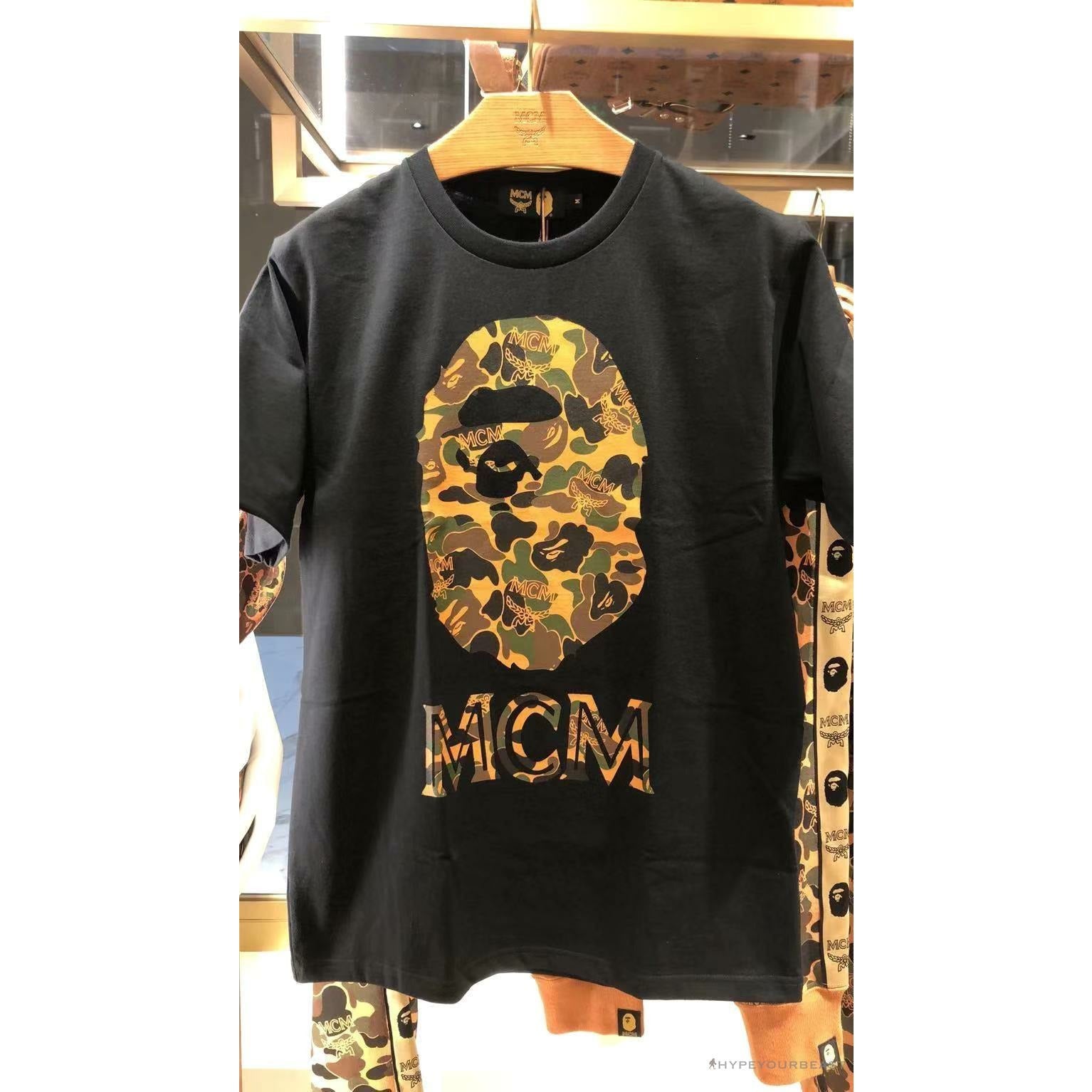 BAPE x MCM Camouflage Ape Head Tee Shirt 'BLACK'