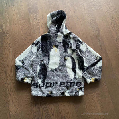 Supreme Penguins Hooded Fleece Jacket Black