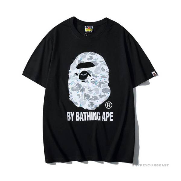 BAPE Starry Sky Camouflage Luminous Great Ape Man Head Tee Shirt 'BLACK'
