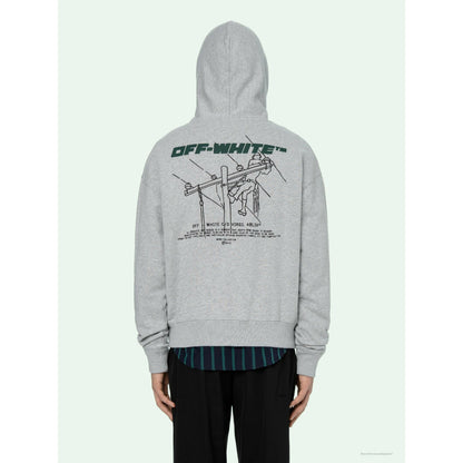 OFF-WHITE Hand-Painted Utility Pole Worker Hoodie 'GREY'