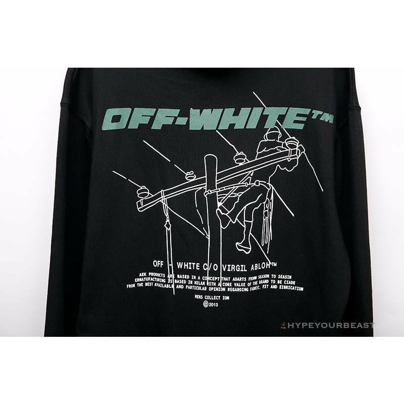 OFF-WHITE Hand-Painted Utility Pole Worker Hoodie 'BLACK'
