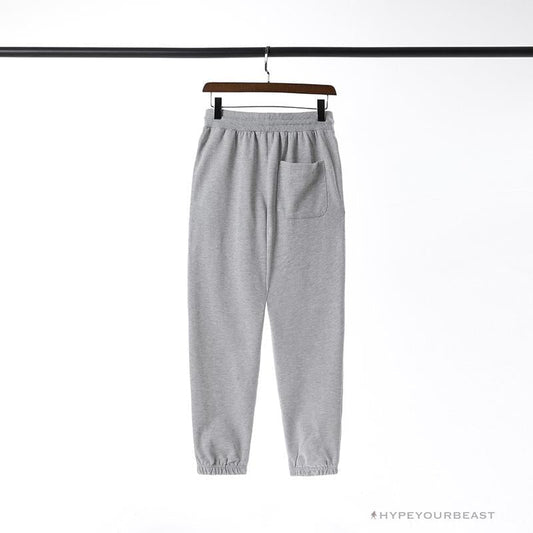 BAPE Classic Ape Head Embroidered Standard Cotton Terry Pants 'LIGHT GREY'
